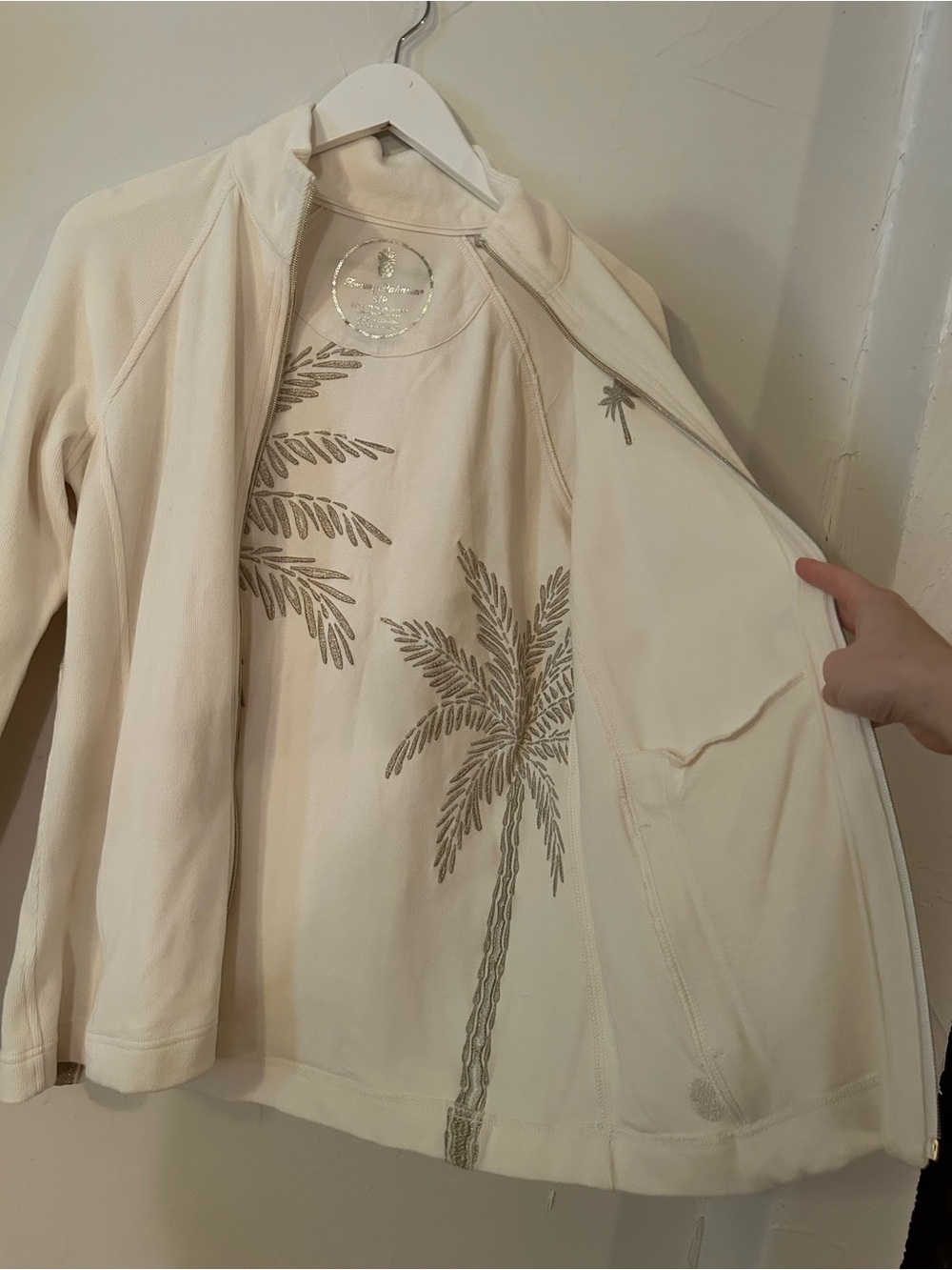 Tommy Bahama Women’s Size Small White Full Zip Long‎ Sleeve Cotton Jacket - Picture 10 of 13